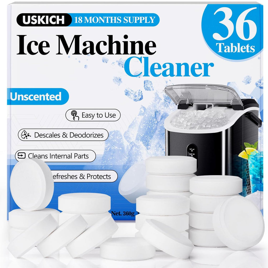 Ice Machine Cleaner Descaler Tablets-36Pack Ice Maker Cleaner Compatible with Frigidaire, Opal, GE Profile, Kitchenaid, Nickel Safe Scale Remover for Countertop, Nugget Ice Makers