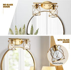 mavcadonf 2-Lights Bathroom Vanity Lights, Bathroom Light Fixtures Over Mirror, Brushed Gold Vanity Light, Farmhouse Wall Lights with Clear Glass Shade, Bathroom Wall Lamp for Mirror Kitchen Bedroom