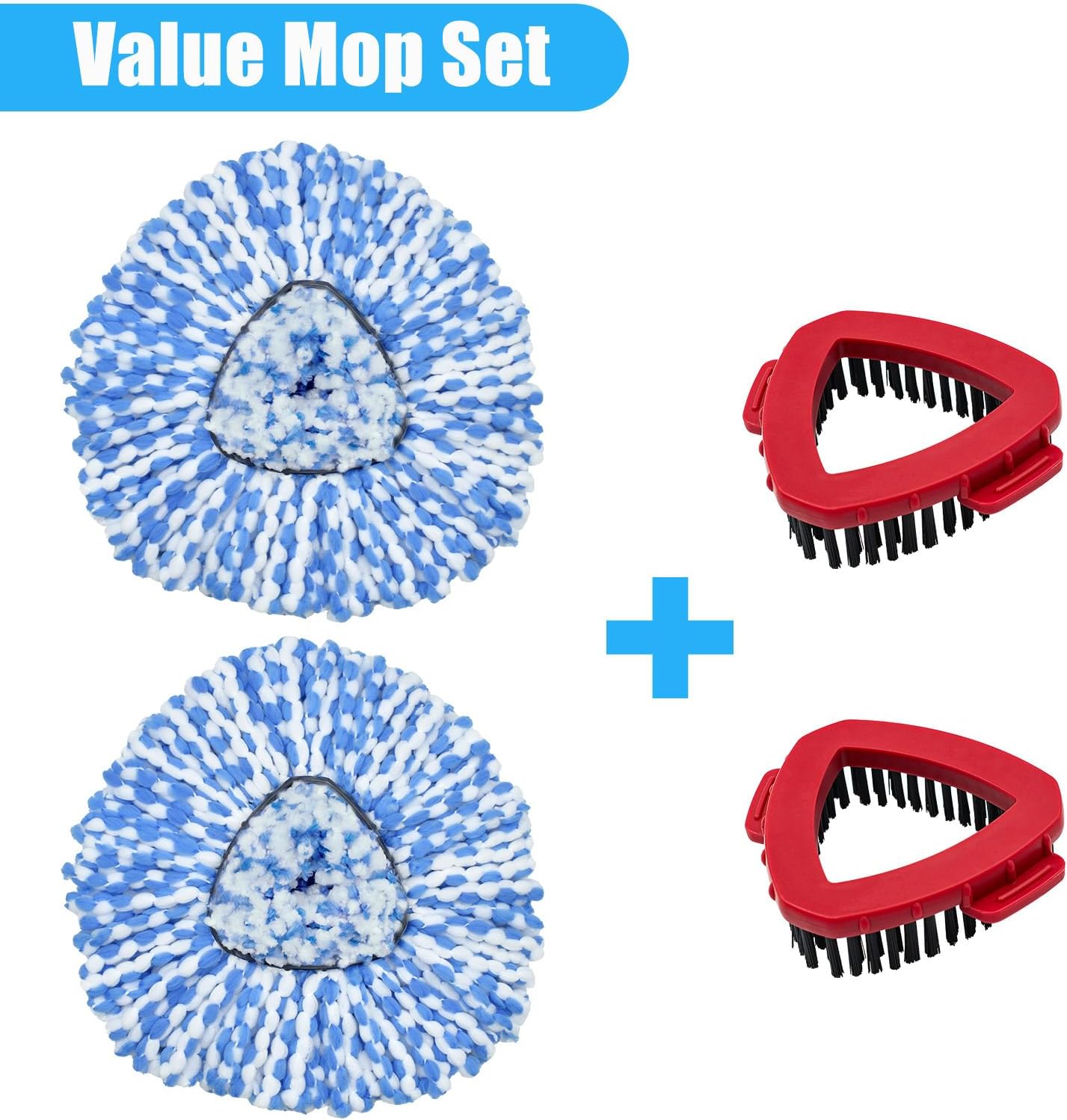 Mop Replace Head for O Cedar 2 Tank System, Mop Heads Replacements for Ocedar Rinse Clean Mop, Mop Heads Include 2 Pack Spin Mop Refills and 2 Pack Scrubber Mop Head for O-Cedar 2 Tank Spin Mop