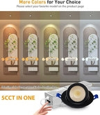 Adetu 2 Inch 5CCT Gimbal Black Led Recessed Lighting with Junction Box, 360°+90° Adjustable Led Recessed Lights, 2700K/3000K/3500K/4000K/5000K, 5W Eqv 50W, 550LM Brightness - ETL (Black, 12 Pack)