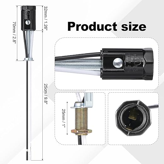 PATIKIL Candelabra Base Lamp Holder Light Socket, 6pcs UL Listed Keyless E12 Bulb Socket with 9.8" Wire Leads for E12 Incandescent LED Light Bulbs, 2.8" Tall