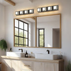 4-Light Bathroom Lighting Fixtures Over Mirror (5CCT, Dimmable), Black Led Modern Vanity Light for Bathroom (3000K/3500K/4000K/5000K/6000K)