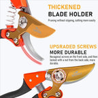 Heavy Duty Pruning Shears，Garden Scissors & Clippers with Red-BIDMLI 8.66" SK5 Steel Blades & Aluminum Alloy Handles, Tree Branch Cutter, Ideal for Thick Branches, Dry Twigs, Flower Pruning Tool.
