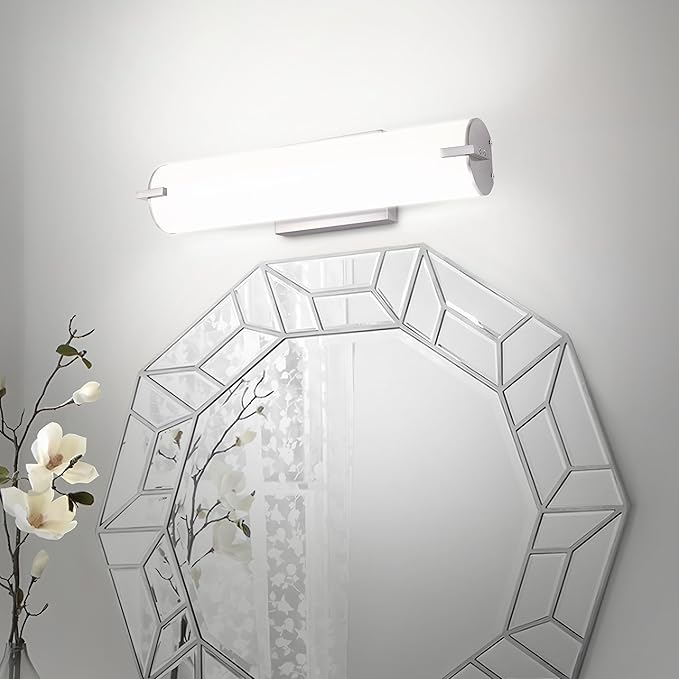 ASD LED 18" Vanity Wall Mount Light Fixture, Linear Bathroom Lighting Bar | 3CCT, Dimmable, Energy Star, ETL Listed | 20W 1500LM 3000-5000K 120V | Long Tube Bath Sconce Over Mirror | Nickel