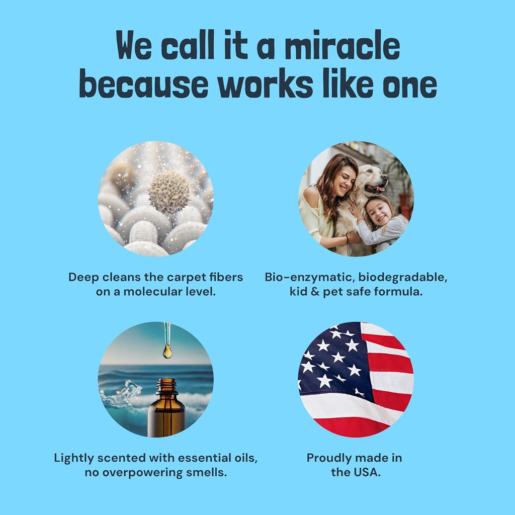 Sunny & Honey Carpet Cleaner Solution - 128 Fl Oz, Fresh Summer Scent - Deep Stain Remover & Deodorizer - Pet & Rug Cleaner - Upholstery Cleaning for Machine Use