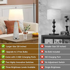 Terpsichore Bedside Lamps Set of 2 Nightstand Lamp Desk Lamps Vintage Rustic Farmhouse Table Lamp 3 Way Dimmable Light,Suitable for Living Room Bedroom,with Linen Shade LED Bulb,USB A+C Port