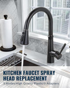 Pull Down Spray Head Replacement - for Kitchen Faucet Sprayer Head with 9 Adapters, 3 Function Pull Out Faucets Spray Nozzle Compatible with Moen, American Standard Faucets, Oil Rubbed Bronze