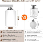 4-Light Bathroom Light Fixtures, 27" Modern Vanity Lights Over Mirror with Milky White Glass Shade, Brushed Nickel Wall Sconce, Classic Wall Light Fixture for Mirror Living Room Cabinet Bedroom Porch