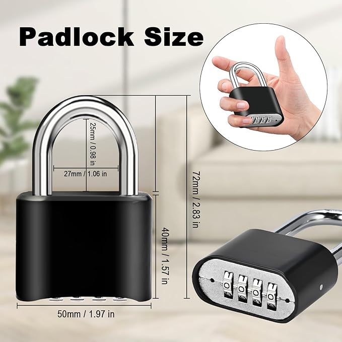 4pcs Combination Lock, 4-Digit Heavy Duty Combo Lock, Combination Padlock Outdoor Waterproof Gate Locks for Outdoor Fence, Locker, Sheds, Gym, Gate Hasps (4pcs, Short Shackle)