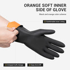 ThxToms 3 Pairs Dishwashing Gloves, Reusable Latex Cleaning Gloves for Housework Kitchen Bathroom, Durable Flexible & Anti-slip, Smooth Lining, Easy On & Off, Small, Black