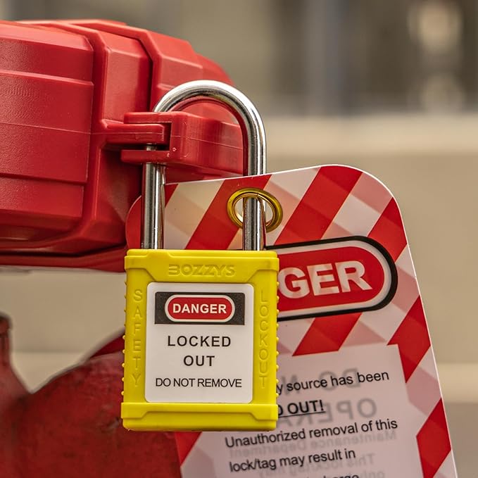 Lockout Tagout Locks with 2 Master Keys｜12-Pack Yellow OSHA Loto Lock｜Keyed Different & Laser Coding｜Lock Out Padlock Kits for Machinery & Electrical Panels