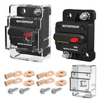 DaierTek 50 Amp Circuit Breaker 2-Pack with Transparent Cover Waterproof Marine Circuit Breaker 12V - 48V Resettable Inline Fuse Switch, 12 Volt 50A Breaker for Boat Trolling Motor Car Automotive
