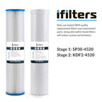 iFilters 2-Stage 20" Well Water Whole House Filtration Complete Commercial Grade System | Removes Sediment, Chlorine, Rust, Odor, Taste, Iron, Heavy Metals | Dual Stage with 1" Ports