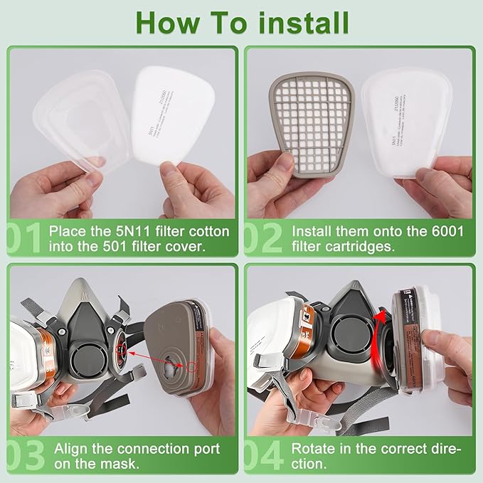 40PCS 5N11 Respirator Filter Cotton, Replacement Particulate Filter Cotton for 6200, 6502, 7502, 6800, and FF402 Series Respirator Mask, Respirator Filter Against Dust, Paint, Spray