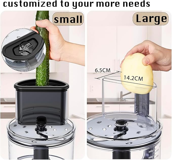 14 Cup Food Processor, French-Fry-Cutter, Blending, Mixing, Shredding, and Slicing, Meat and Vegetable Chopping, Doughing for Home Use, Mincing, and Pureeing,4 Speeds,600W