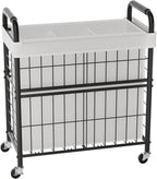 Laundry Hamper 3 Section, 145L Rolling Laundry Sorter Basket with Wheels, 3 Compartment Clothes Organizer Cart, Pull-Out Removable Bags for Laundry Room, Bathroom, Bedroom, White