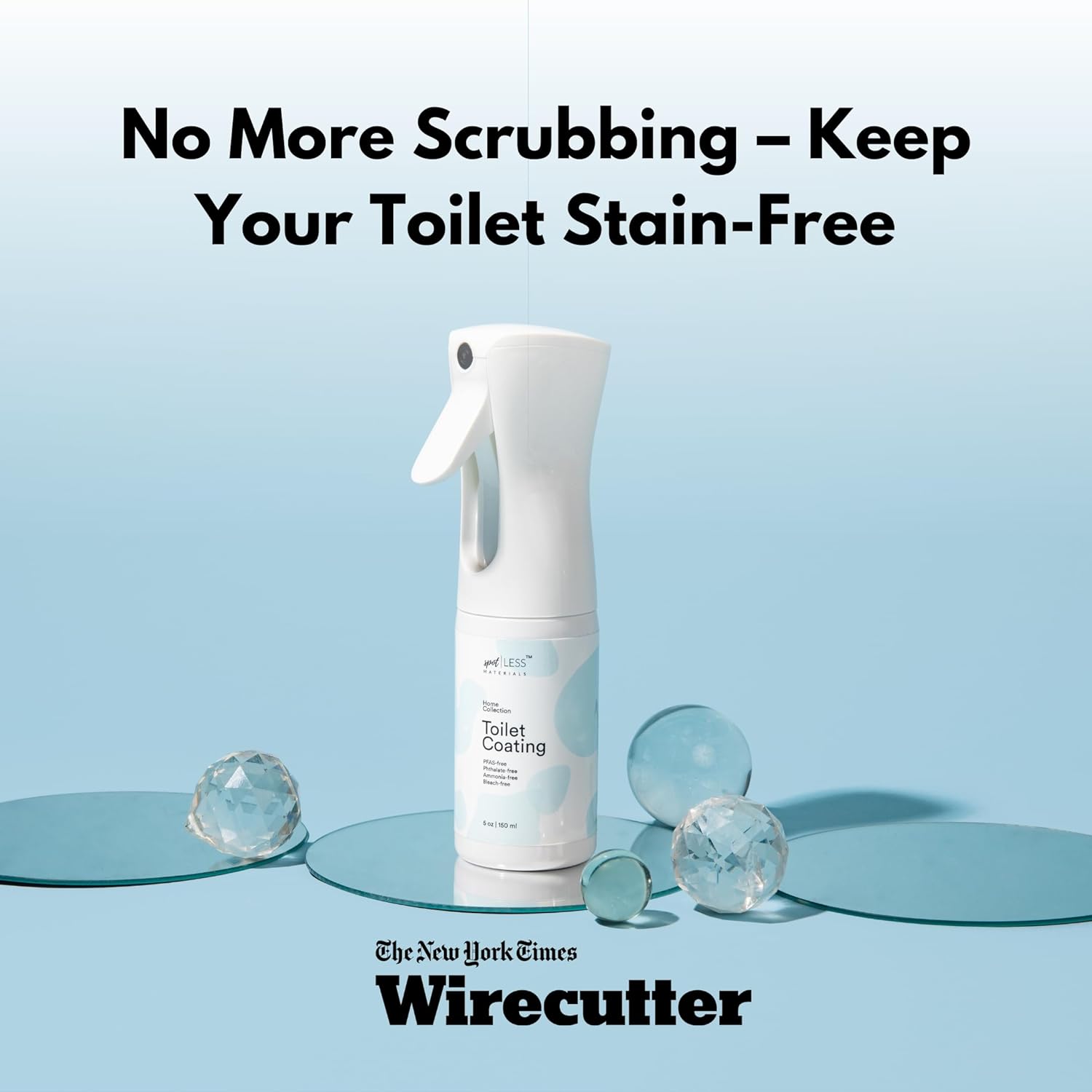 spotLESS MATERIALS Toilet Coating Spray, Protective Toilet Spray for Ceramic & Porcelain, Water-Repellent Barrier, Reduce Scrubbing & Cleaning Time, PFAS-Free Bathroom Essential