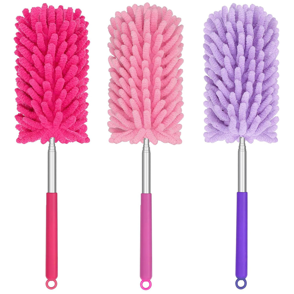 Mini Duster for Cleaning, 360° Bendable Hand Dusters with Extension Pole, Washable Small Duster for Car Interior, Office, Furniture