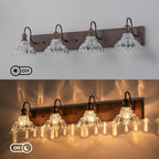EDISLIVE Vintage Vanity Light for Bathroom ORB 4-Light Bath Wall Light Fixture with Clear Flower Glass Shades 36.22" E12 Antique Wall Sconce for Bedroom Hallway Living Room Vanity Mirror