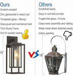 18" Outdoor Wall Light Fixtures Waterproofed Exterior Lantern W/Sturdy Rectangular Double Cage In Old Rust &Clear Tempered Glass,Sconce Mounted For House Patio,Front door,Porch,Garage Lighting 2Pack