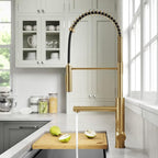 KRAUS Artec Pro Commercial Style Pull-Down Single Handle Kitchen Faucet with Pot Filler in Brushed Brass, KPF-1604BB