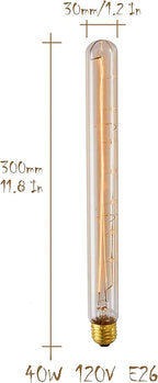 CTKcom T10/T300 40W Amber Vintage Edison Bulb， E26 Medium Base，2200K-2300K Tubular Bulb Nostalgic Tungsten Filament Antique Bulb Amber Glass for Industrial Wall Sconce Pendant Lighting-(4 Pack)