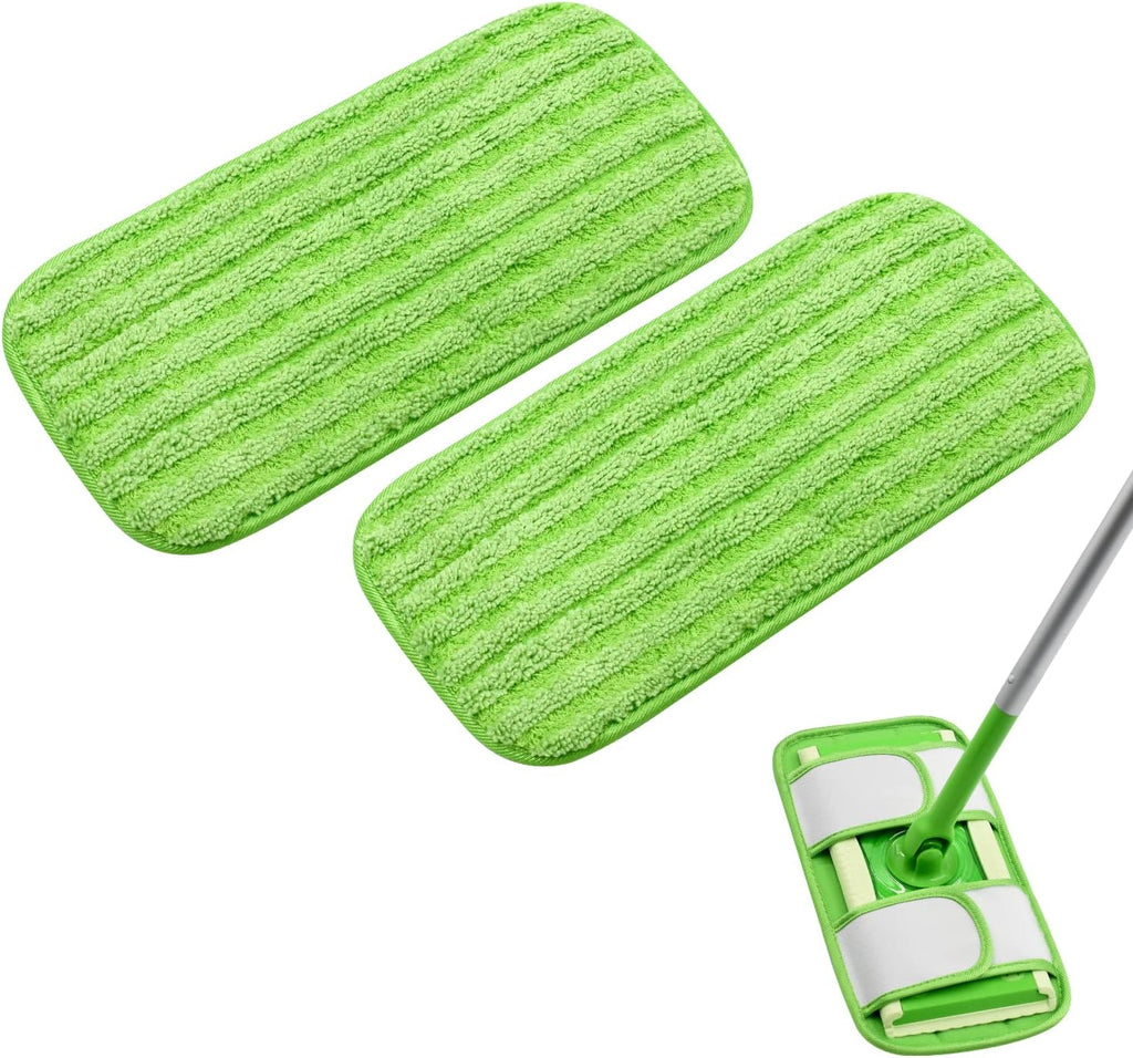 Reusable Mop Pads for Swiffer Sweeper Mops Microfiber Mop Floor Pad Refills Compatible with Sweeper Washable Mop Head Pads Replacements for Multi Surface Dry & Wet Floor Cleaning, 2 Pack