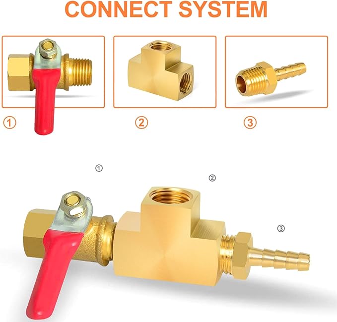 GASHER 1 Pcs Brass Barstock Tee, 1/4" x 1/4" x 1/4" NPT Female Pipe Fittings