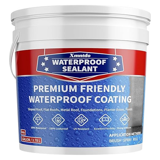 Polyurethane Waterproof Coating 1 Gallon for Indoor & Outdoor Use, Multi-Surface Crack & Leak Repair Coating, Durable Flexible Protective Roof Waterproof Sealant, Light Gray