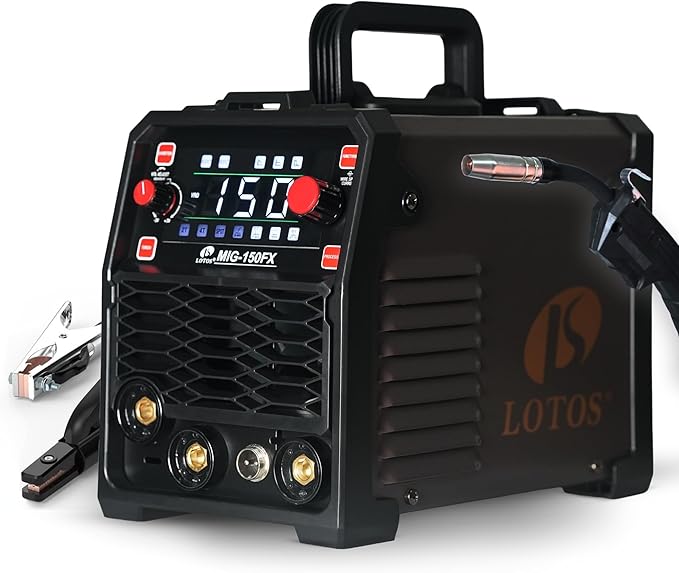 150A MIG Welder, 3-in-1 Synergic MIG Flux Core/MMA/TIG Welding Machine, 120V Portable IGBT Inverter with Large LED Display, 2T/4T/Spot Modes, Wire Feed 0.030"/0.035"