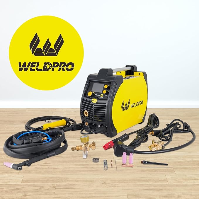 Weldpro 200 Amp MIG210LCD Dual Voltage 110V/220V 5 in 1 Multi-Process MIG/Fluxcore/Lift TIG/MMA Welder Aluminum Spool Gun Capable with Spot Timer and Auto-Set 3 Year Warranty Welding Machine