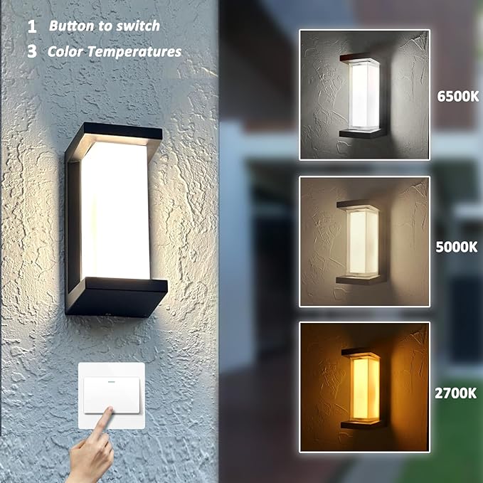 Outdoor Wall Sconce Lights Exterior Lighting fixtures LED,1500LM 3000K 4000K 5000K Adjustable Wall Mount Porch Lights,Outdoor Sconce Lamp for Front Door Garage Coach