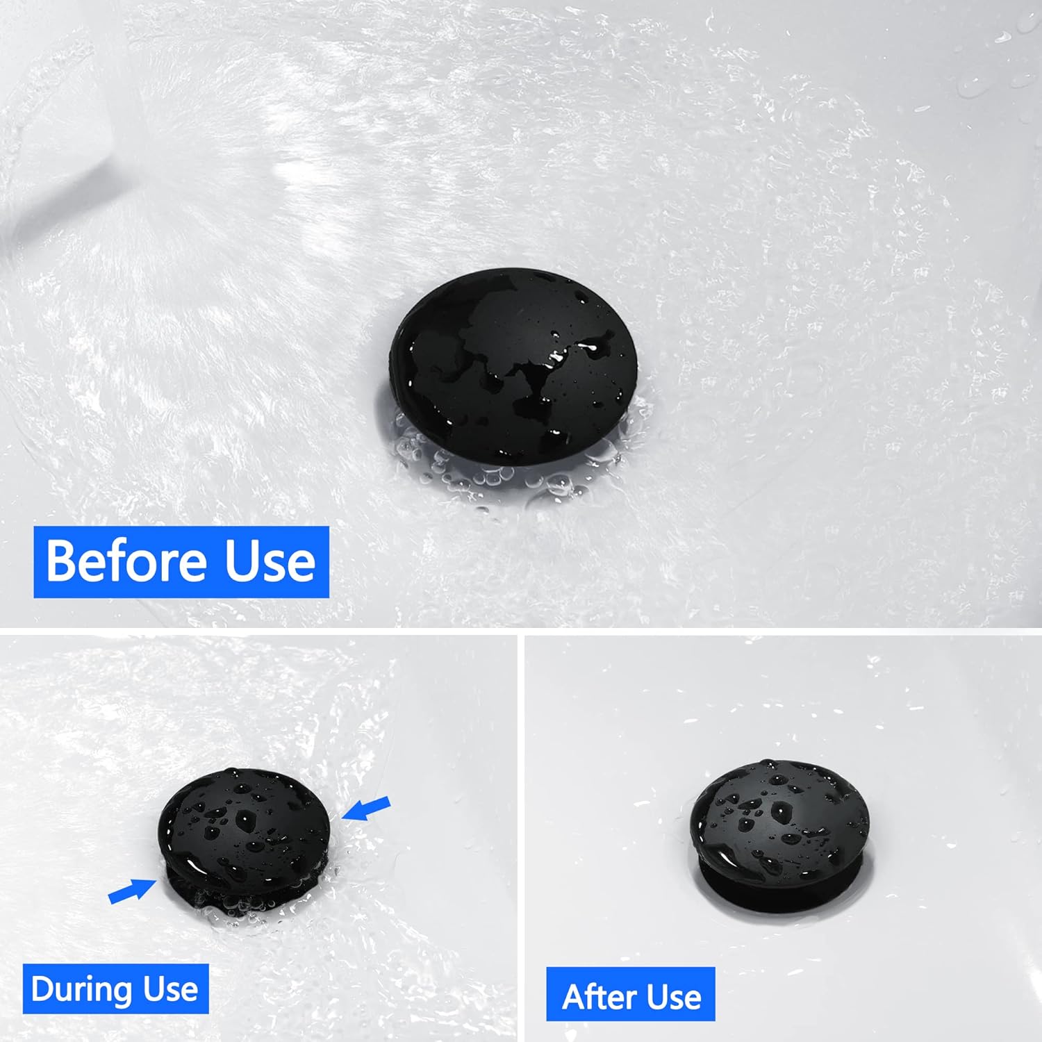 Bathroom Vessel Sink Drain Push Button Vanity Drain Lavatory Sink Drain Assembly Pop Up Sink Stopper with Overflow, Matte Black