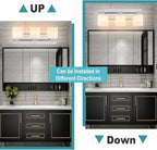 3 Light Modern Bathroom Light Fixtures Over Mirror, Chrome Vanity Lights for Bathroom Wall Sconces with Milky White Glass Shades, E26 Socket (Bulbs Not Included)