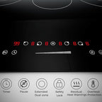 Empava 36 Inch Electric Ceramic Cooktop, 5 Radiant Burners with Dual-Ring Rear Zones & 100W Warmer, Touch Slider Controls, Stop & Go, Child Lock, Built-in, ETL Certified
