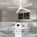 52 inch Modern White Ceiling Fans with Lights APP/Remote Control, Low Profile Reversible 6 Speeds Ceiling Fan Light for Indoor/Outdoor Patio Bedroom Living Room