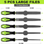 Yougfin 19 pcs File Set, Includes 5 pcs Large Steel Files, 12 pcs Jewelers File Set and Wire Brushes Ideal Hand File Tools for Woodwork, Metal, Model Applications