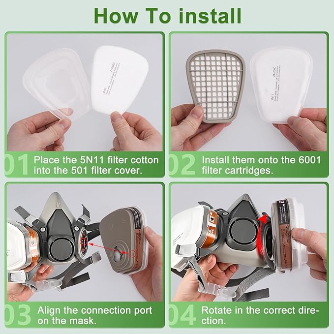 100PCS 5N11 Respirator Filter Cotton, Replacement Particulate Filter Cotton for 6200, 6502, 7502, 6800, and FF402 Series Respirator Mask, Respirator Filter Against Dust, Paint, Spray