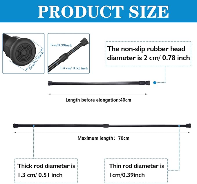 4 Pack Sliding Door Security, Bar Window Security Bars, Adjustable Sliding Glass Door Lock, Window Safety Lock Bar with Rubber Tips, Extendable Tension Rods 15.7-27.6 Inch for Children Home