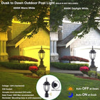 LIT-PaTH Dusk to Dawn Outdoor Post Lighting Fixture Pole Lantern, E26 Medium Base Max 60W, Aluminum Housing Plus Glass, Bulb Not Included (Black, 2-Pack)