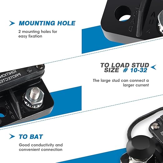 GLOSO Circuit Breaker 30 A E67 Mid Range Mini T1 Auto Reset, Compact Medium IP66, Marine Auto Truck (30 A)