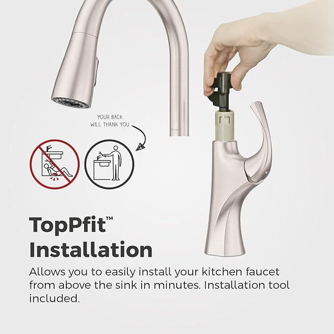 Pfister Miri 2.0 Kitchen Faucet with Pull Down Sprayer and Soap Dispenser, Single Handle, High Arc, NSF Certified, Spot Defense Stainless Steel Finish, F5297MRRGS