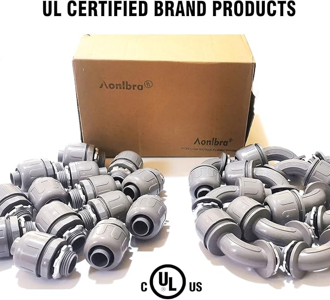 100Pcs 1/2 Inch Liquid Tight Connector PVC Electrical Conduit Fittings Straight 180 Degree Flexible Conduit Connector for Home Kitchen Bathroom Tube Tool Supplies,UL Listed