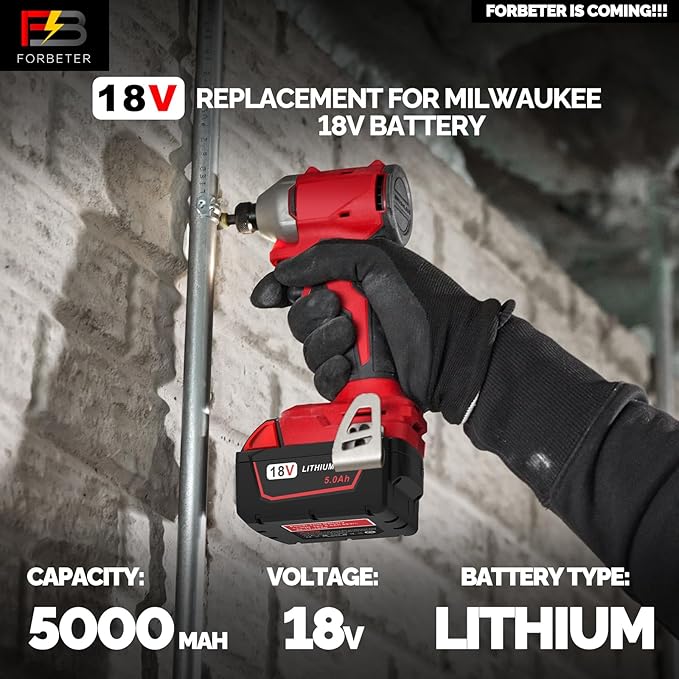 18V 5.0Ah Extended Capacity Battery Replacement for Milwaukee M18 Battery Lithium lon 48-11-1850 Compatible with Milwaukee 18V Cordless Tools 2 Packs