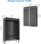 VIPEK R3C Rolling Clothes Rack with Cover Portable Closet for Hanging Clothes, Heavy Duty Garment Rack Freestanding Racks with Wheels&Side Hooks, Black Rack with Black Upgraded Polyester Cover