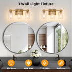 3 Lights Bathroom Lighting Fixtures Over Mirror Gold Bathroom Vanity Light Fixture Farmhouse Vanity Light Vintage for Bedroom Living Room Hallway