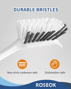 Dish Brush with Built-in Scraper,Kitchen Scrub Brush for Cleaning Dishes,Pots,Non-Stick Pans and Sinks,Navy Blue,2 Pack