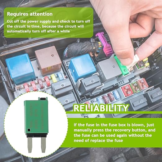 30A DC 12V-32V Manual Reset Circuit Breaker ATM Low Profile T1 Mini Blade Fuses Breakers for Car Trucks Marine Boat RV Solar and More,2 Pack