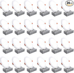 24 Pack 6 Inch Canless Recessed LED Ceiling Lights - 6000K Daylight Can Light, 1050LM High Brightness, 12W 110W Eqv, Ultra-Thin LED Recessed Lighting for Bedroom Kitchen Living Room Hallway