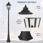 Outdoor Lamp Post Light, Waterproof Outdoor Classic Street Lights with Clear Glass for Backyard, Patio, Garden, Lawn, Pathway, Driveway